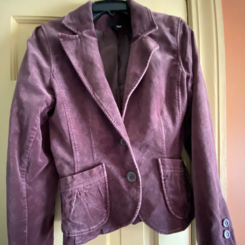 Crushed velvet blazer jacket H&M size 4, purple